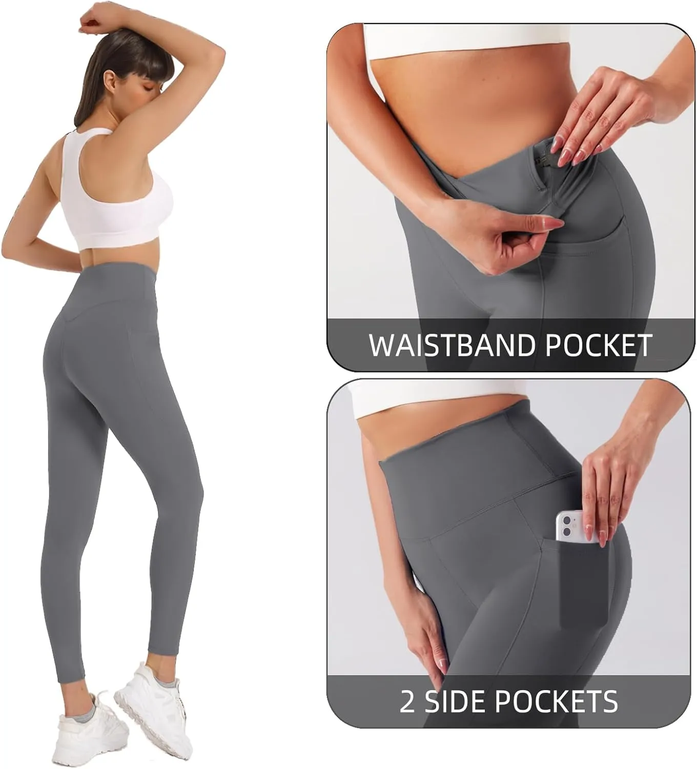 KOWSPORT Womens Yoga Pants High Waisted Yoga Legging with Pockets Tummy Control Workout Leggings Gym Pants