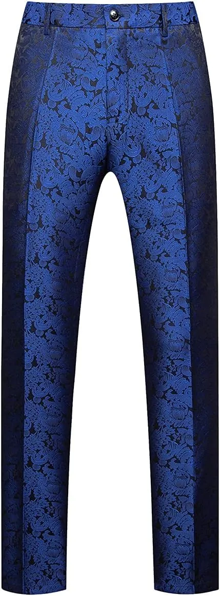 KUDORO Mens Suits Slim Fit 3 Piece Tuxedo Suit Set for Prom Wedding Party Paisley Jacket Vest Pants Homecoming Outfit