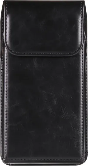 Leather Cell Phone Belt Clip Holder Men, Vertical Leather Cell Phone Belt Bag, 6.1" Vertical PU Leather Smartphone Waist Bag Sports Travel Camping Purse Pocket Belt Pouch Bag with Carabiner Hook