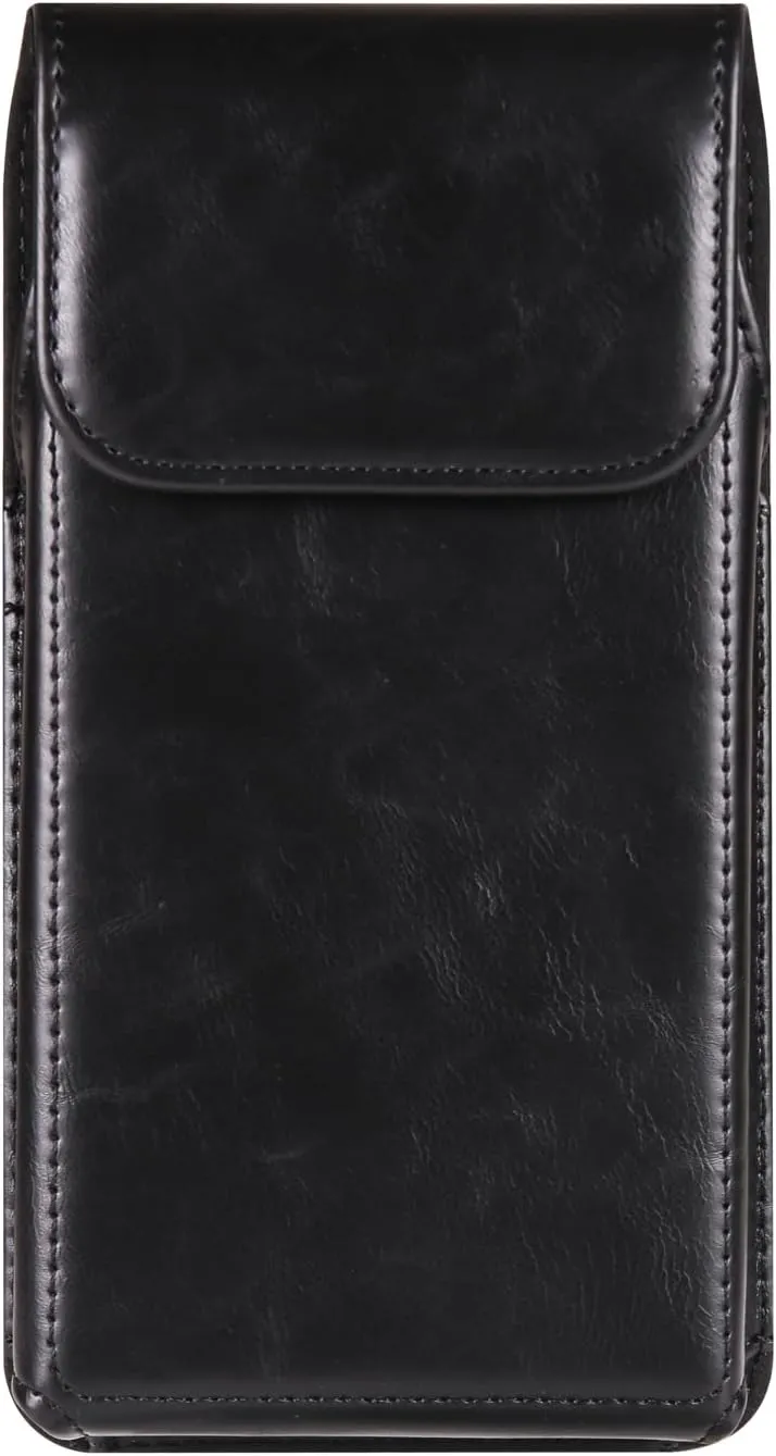 Leather Cell Phone Belt Clip Holder Men, Vertical Leather Cell Phone Belt Bag, 6.1" Vertical PU Leather Smartphone Waist Bag Sports Travel Camping Purse Pocket Belt Pouch Bag with Carabiner Hook