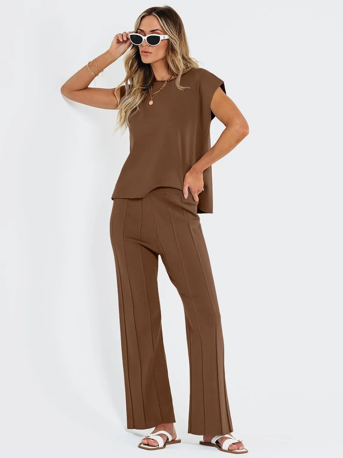 LILLUSORY 2 Piece Sets for Women Summer Vacation 2025 Lounge Outfits Matching Two Pcs Spring Knit Tracksuits Sweat Suits