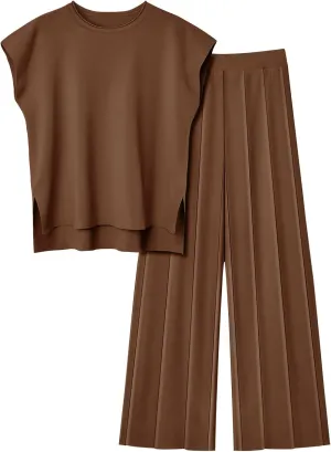 LILLUSORY 2 Piece Sets for Women Summer Vacation 2025 Lounge Outfits Matching Two Pcs Spring Knit Tracksuits Sweat Suits