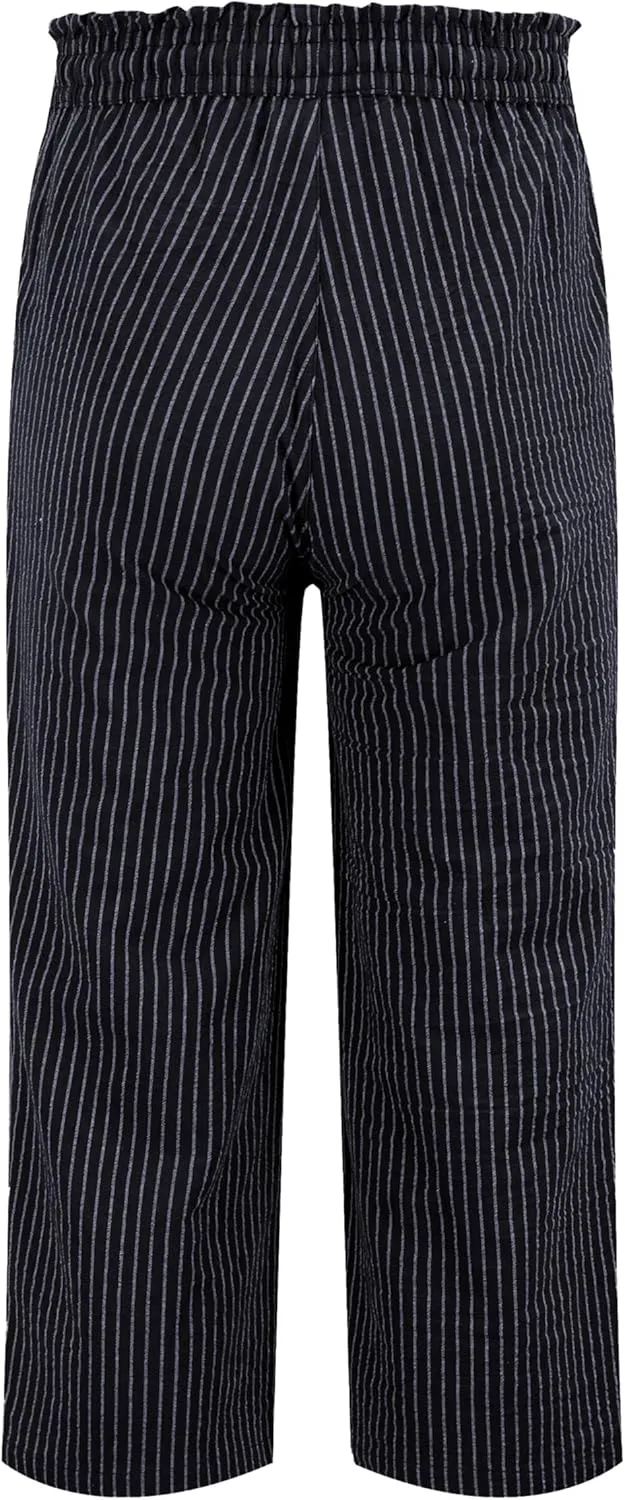 LNX Womens Linen Pants High Waisted Wide Leg Drawstring Casual Loose Trousers with Pockets