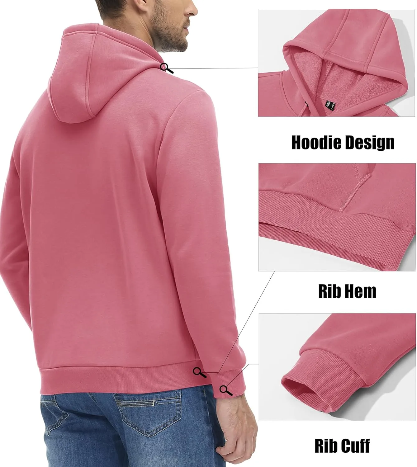 MAGCOMSEN Men's Active Hoodies Fleece Lined Sweatshirts Casual Athletic Workout Pullover With Kangaroo Pocket