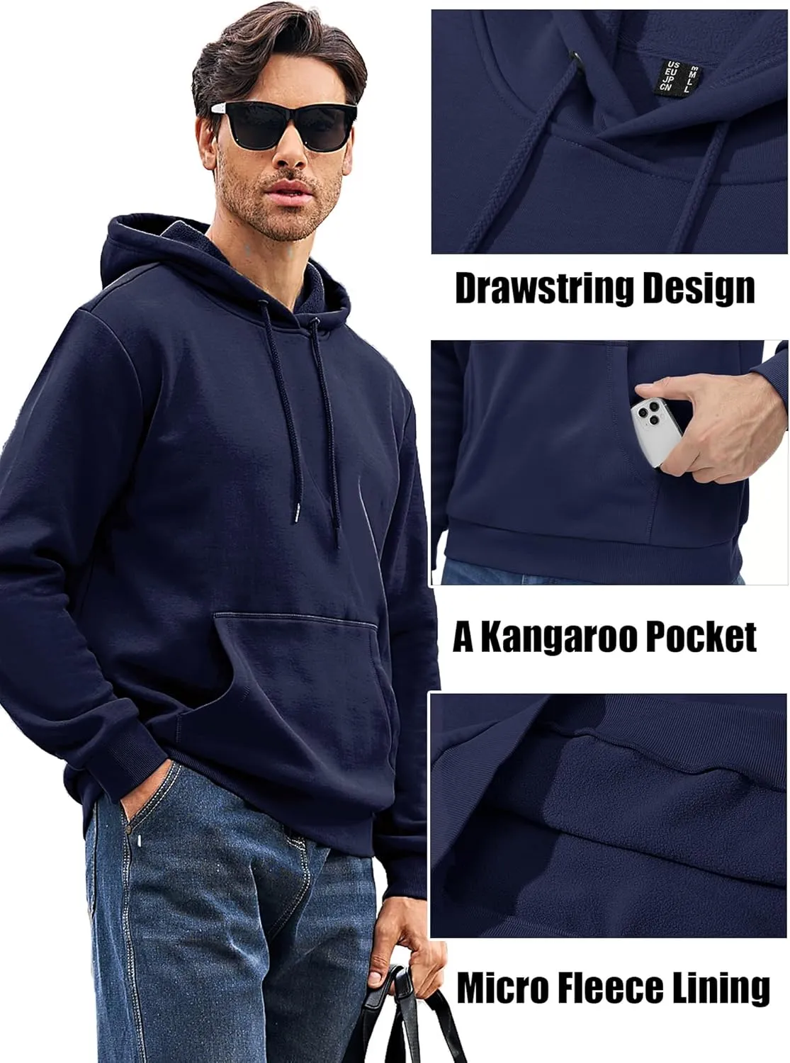 MAGCOMSEN Men's Active Hoodies Fleece Lined Sweatshirts Casual Athletic Workout Pullover With Kangaroo Pocket