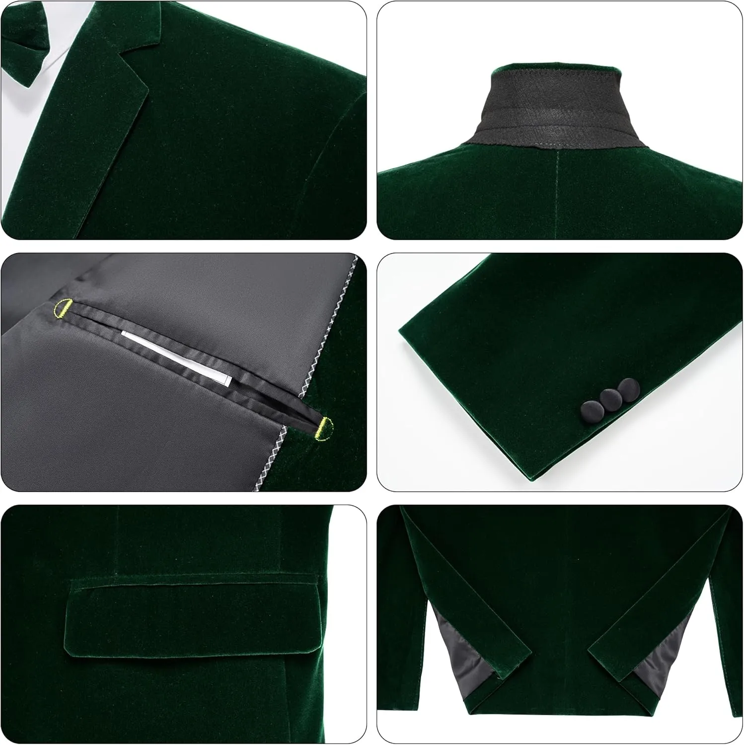 MAGE MALE Men's 2 Piece Velvet Suit Solid Color One Button Slim Fit Tuxedo Blazer Party Dinner Jacket & Pants