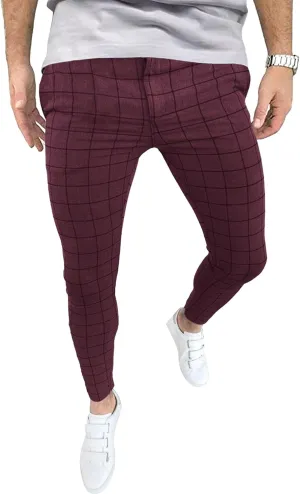 Maiyifu-GJ Men's Stretch Skinny Dress Pants Fashion Slim Fit Business Casual Pants Lightweight Tapered Chino Trousers