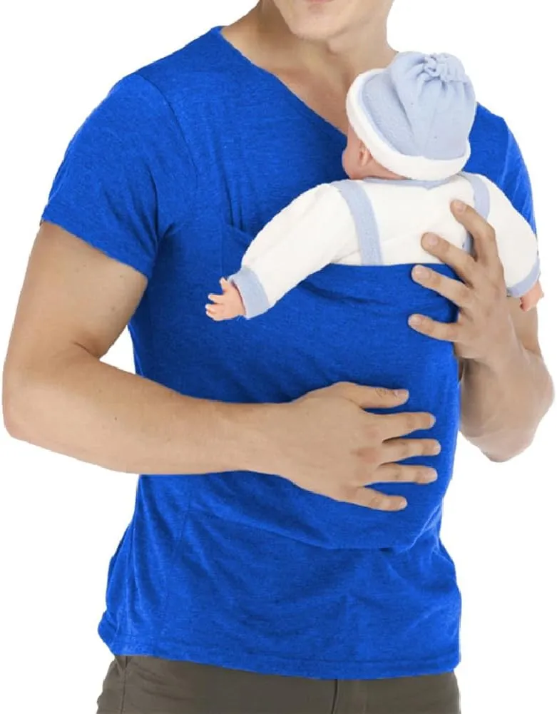 Men's Baby Carrier Soothe V Neck Short Sleeve Kangaroo T Shirt