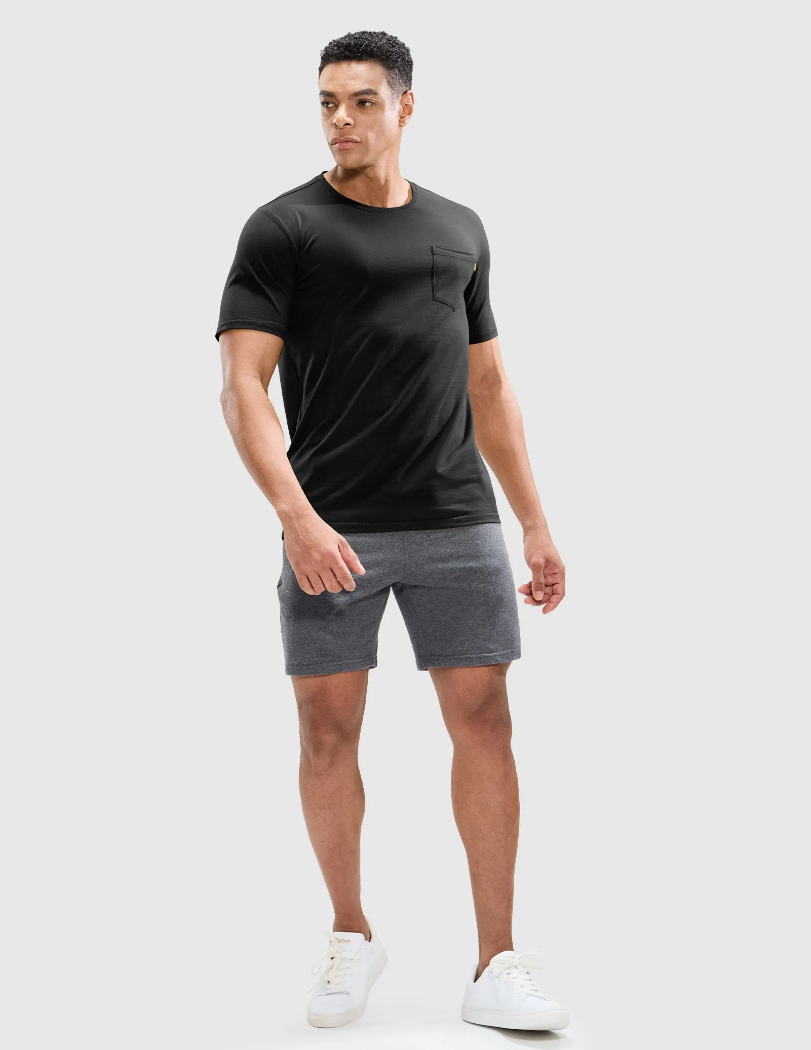Men's Cotton T-Shirts with Pocket Soft Crewneck Tee