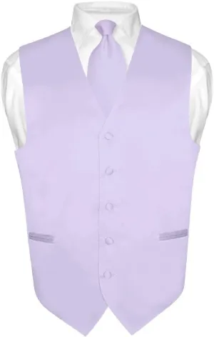 Men's Dress Vest & NeckTie Solid PINK Color Neck Tie Set for Suit or Tuxedo