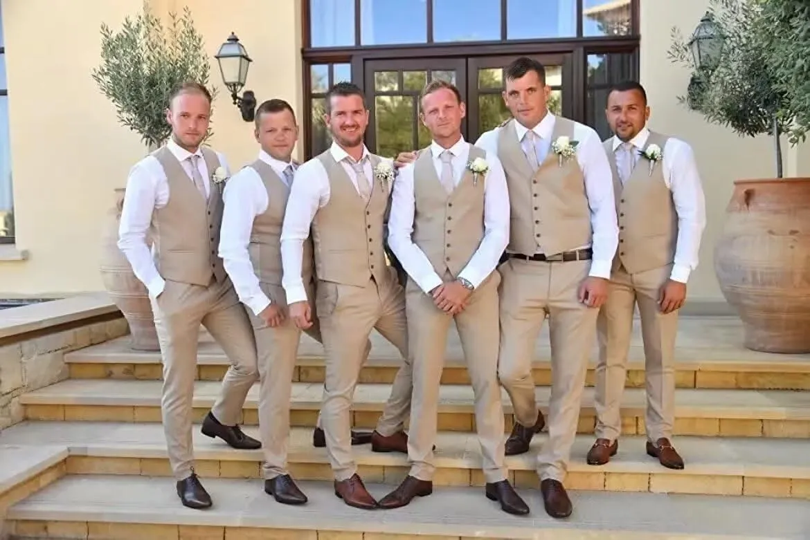 Men's Suit Vest and Pants Set 2 Piece Formal Bussiness Wedding Slim Fit Suits Groomsmen Prom Casual Suits