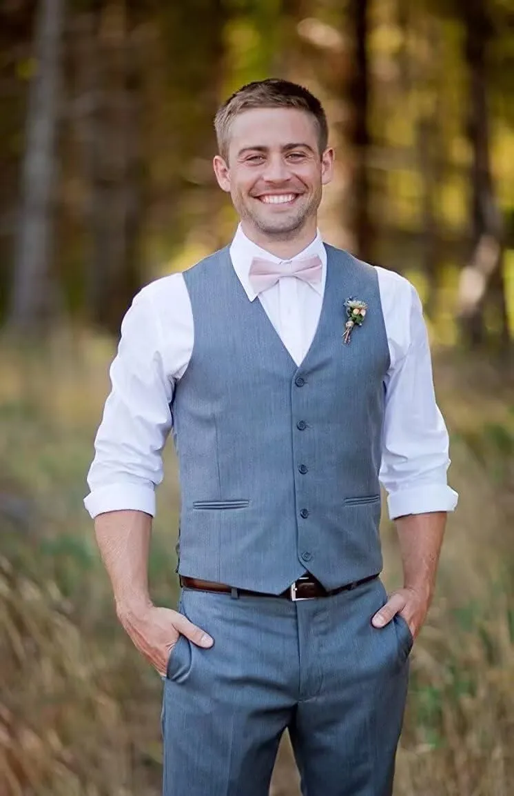 Men's Suit Vest and Pants Set 2 Piece Formal Bussiness Wedding Slim Fit Suits Groomsmen Prom Casual Suits