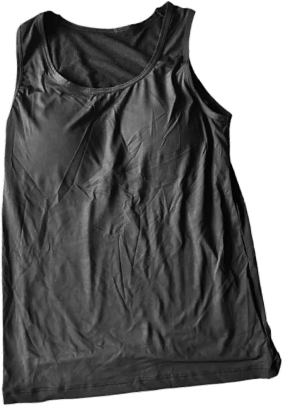 Mens Tank Top Padded Bottoming Shirt Undershirt for Workout Fitness Training Gym, L Black