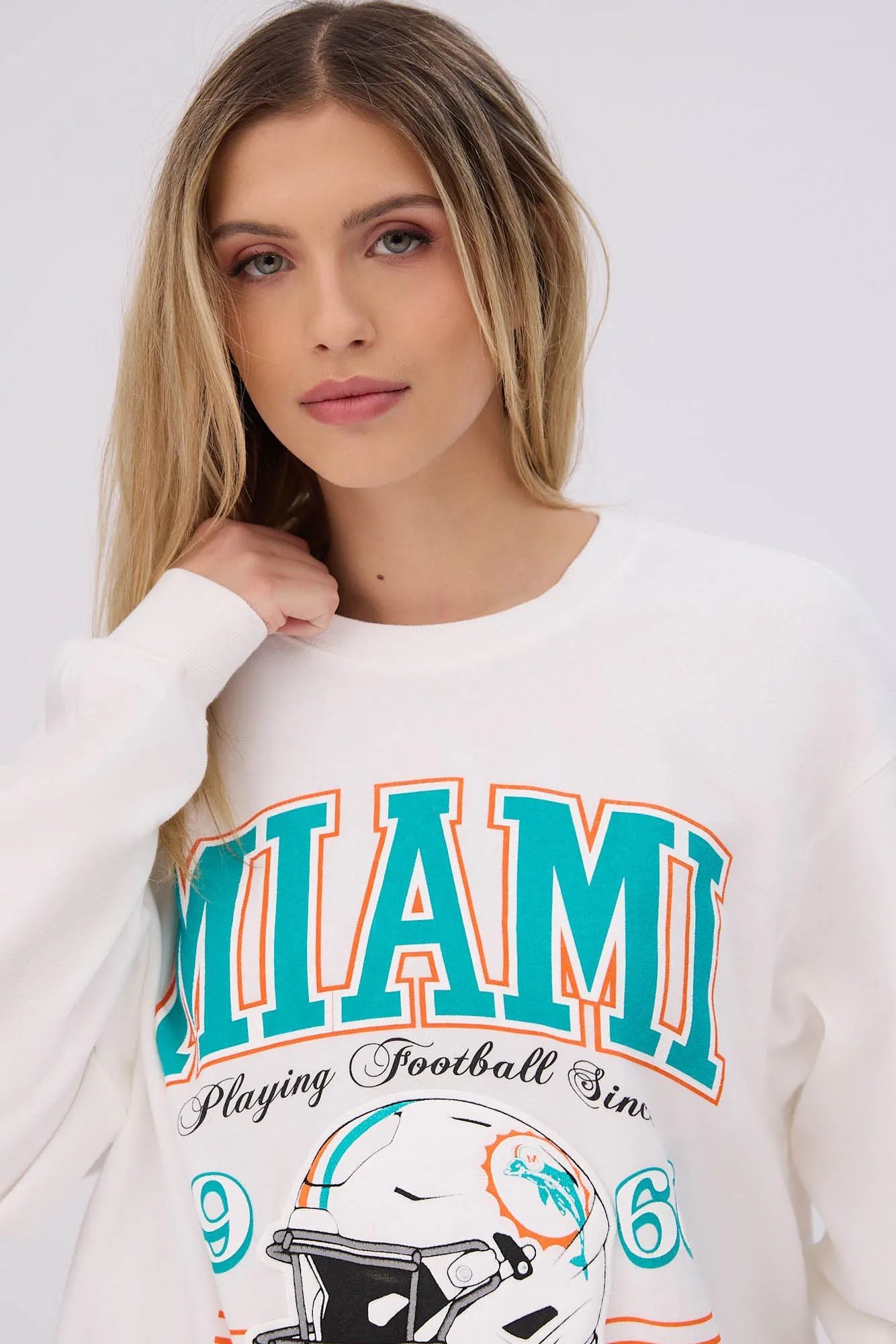 Miami Dolphins Graphic Crew Neck Sweatshirt