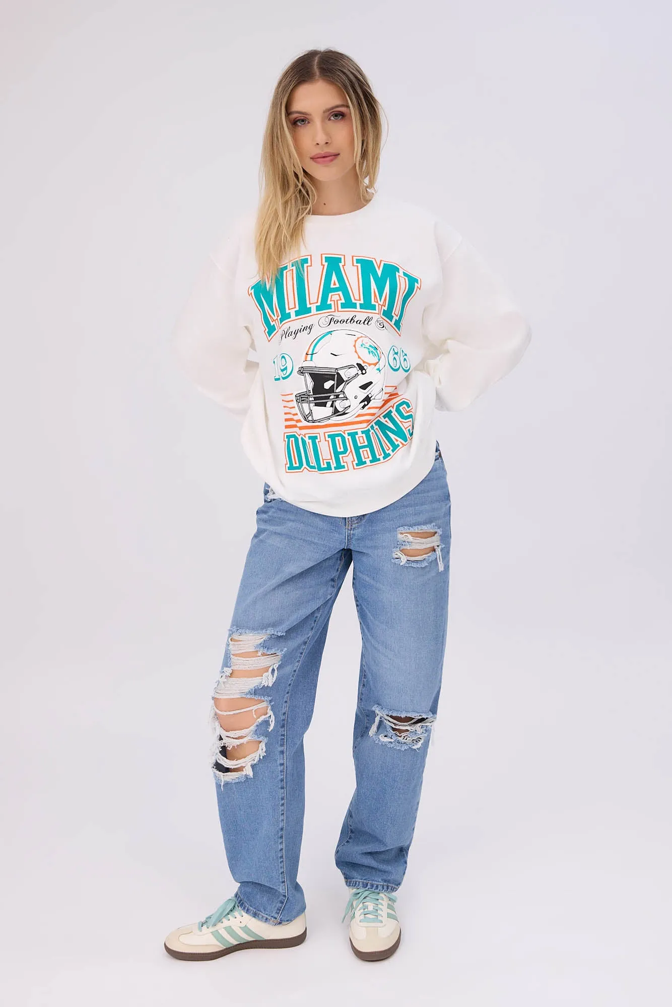Miami Dolphins Graphic Crew Neck Sweatshirt