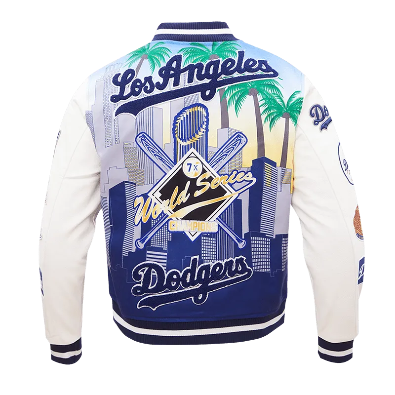 MLB LOS ANGELES DODGERS REMIX VARSITY MEN'S JACKET (WHITE)