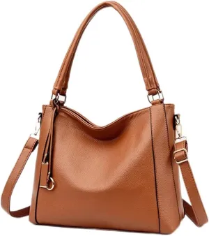 Mudono Shoulder Bag for Women Vintage PU Leather Crossbody Purse Waterproof Tote Work Bag Large Travel Top Handle Satchel