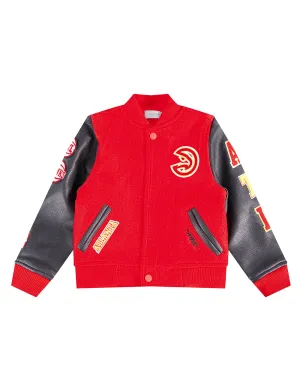 NBA ATLANTA HAWKS CLASSIC TODDLER BOYS WOOL VARSITY JACKET (RED/BLACK)