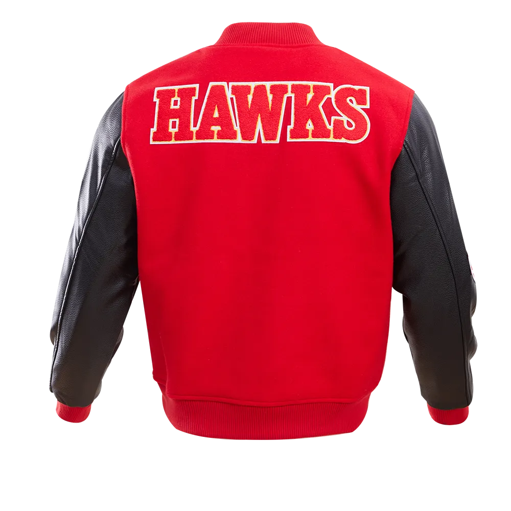 NBA ATLANTA HAWKS CLASSIC WOOL MEN'S VARSITY JACKET (RED/BLACK)
