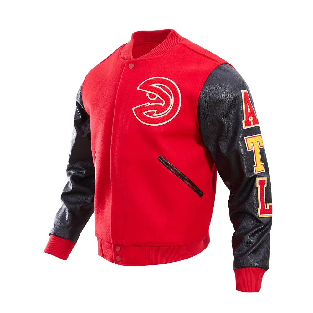 NBA ATLANTA HAWKS CLASSIC WOOL MEN'S VARSITY JACKET (RED/BLACK)