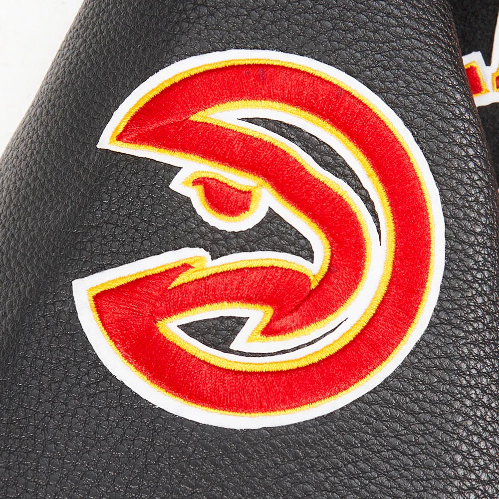 NBA ATLANTA HAWKS RETRO CLASSIC BIG BOYS RIB WOOL VARSITY JACKET (BLACK/RED/BLACK)