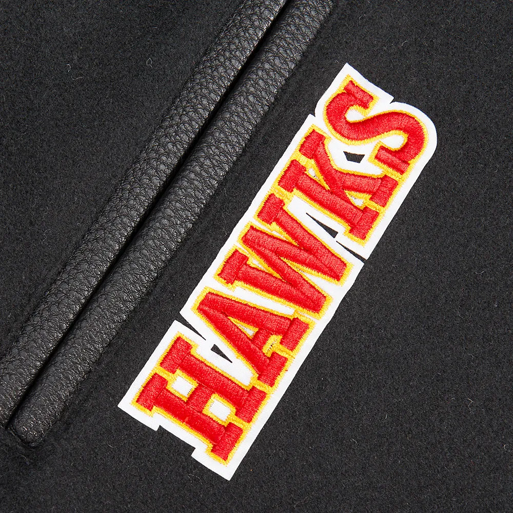 NBA ATLANTA HAWKS RETRO CLASSIC BIG BOYS RIB WOOL VARSITY JACKET (BLACK/RED/BLACK)
