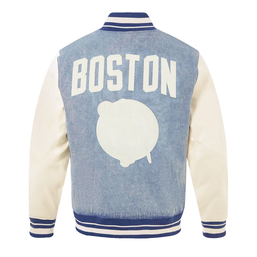NBA BOSTON CELTICS VARSITY BLUES MEN'S DENIM VARSITY MEN'S JACKET (DENIM/LINEN)