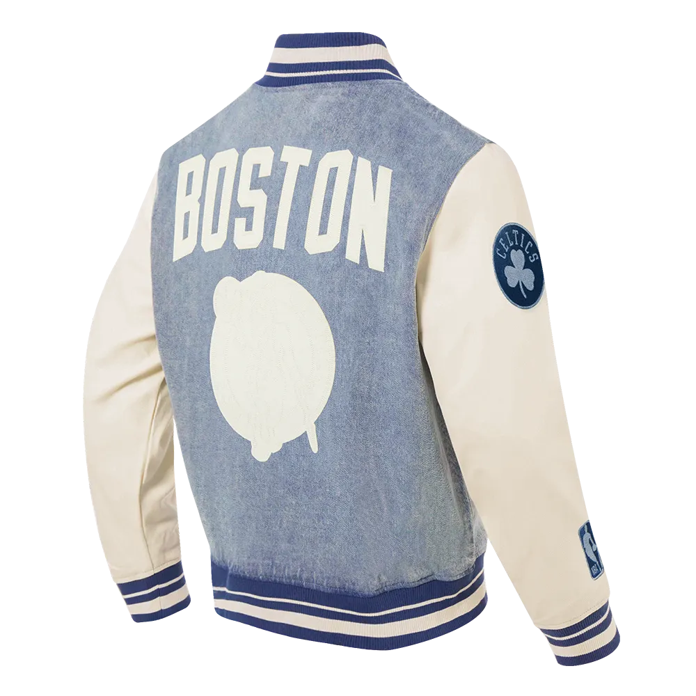NBA BOSTON CELTICS VARSITY BLUES MEN'S DENIM VARSITY MEN'S JACKET (DENIM/LINEN)