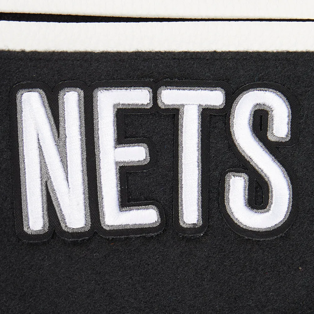 NBA BROOKLYN NETS CLASSIC LITTLE BOYS WOOL VARSITY JACKET (BLACK/WHITE)