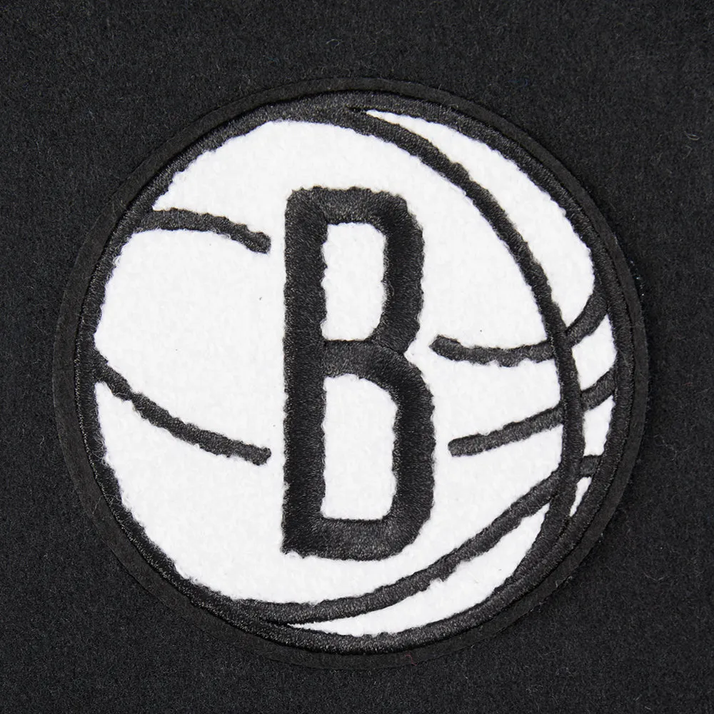 NBA BROOKLYN NETS CLASSIC LITTLE BOYS WOOL VARSITY JACKET (BLACK/WHITE)