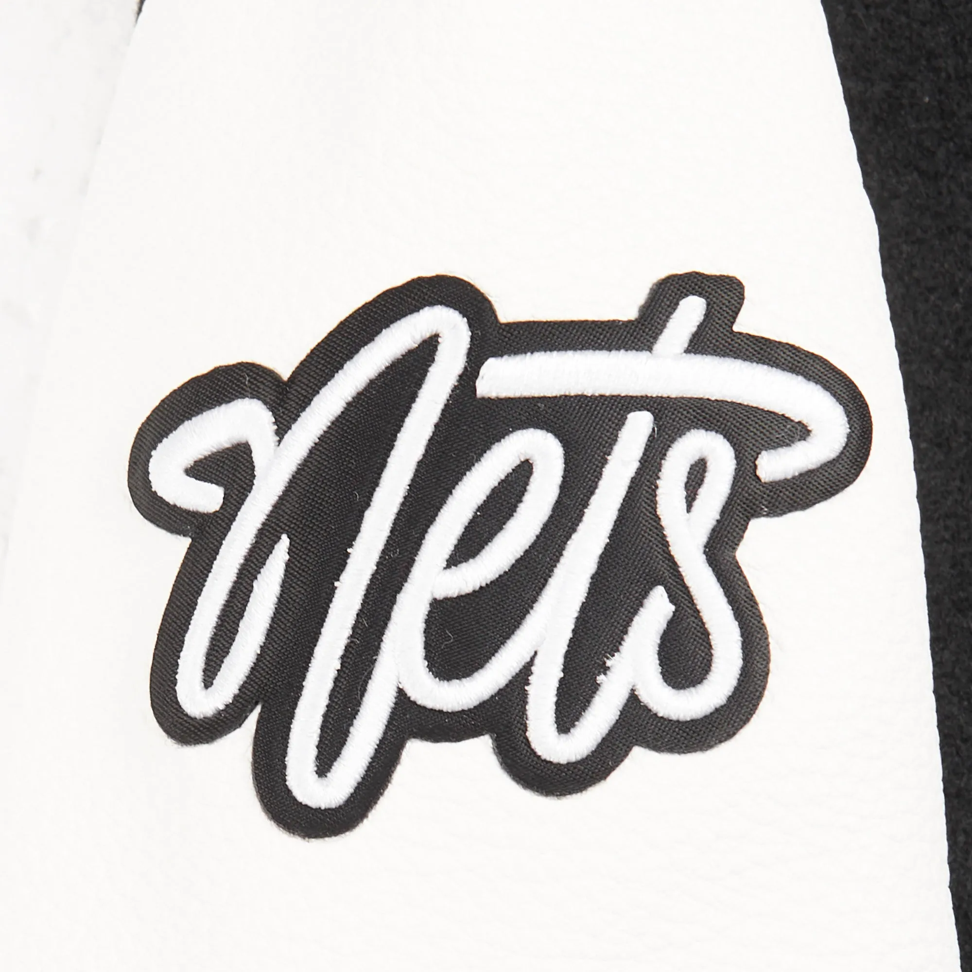 NBA BROOKLYN NETS CLASSIC TODDLER BOYS WOOL VARSITY JACKET (BLACK/WHITE)