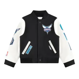 NBA CHARLOTTE HORNETS CLASSIC LITTLE BOYS WOOL VARSITY JACKET (BLACK/WHITE)