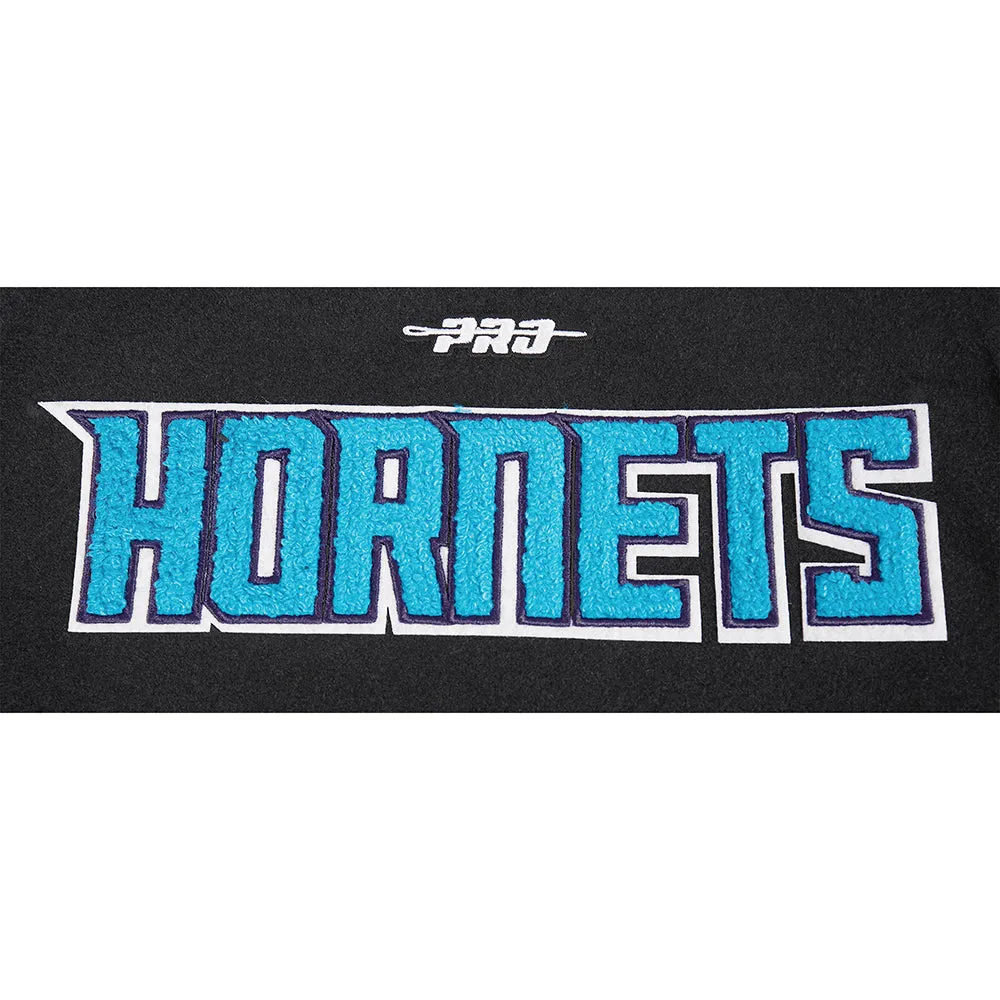 NBA CHARLOTTE HORNETS CLASSIC LITTLE BOYS WOOL VARSITY JACKET (BLACK/WHITE)