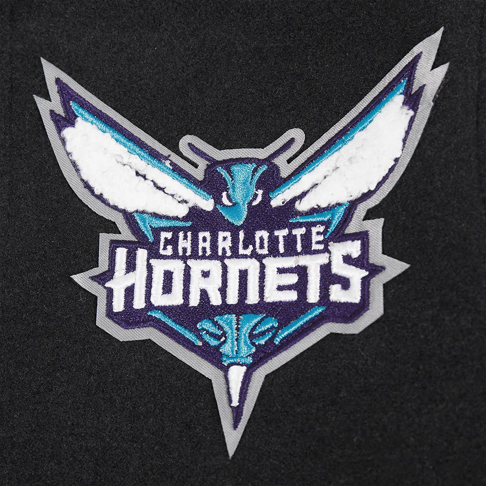 NBA CHARLOTTE HORNETS CLASSIC TODDLER BOYS WOOL VARSITY JACKET (BLACK/WHITE)