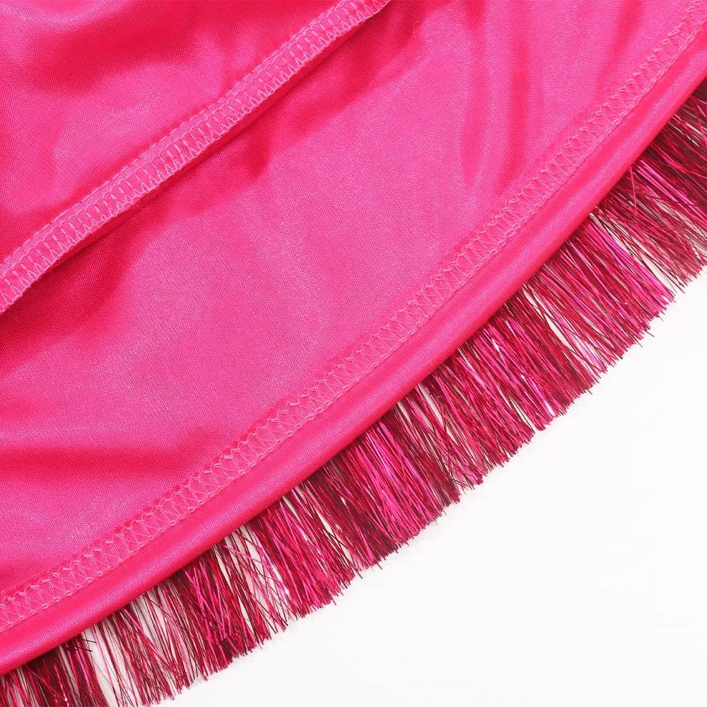 Noomelfish Girls Tinsel Fringe Skirt Sparkly Tassel Metallic Party Skirt(5-12 Years)