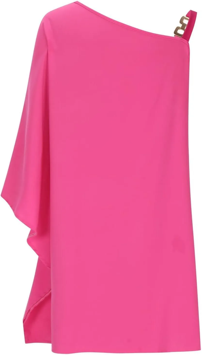 One Shoulder Dresses for Women,2024 Summer Trendy Batwing Sleeve Party Dress,Vintage Graphic Flowy Wedding Guest Dress