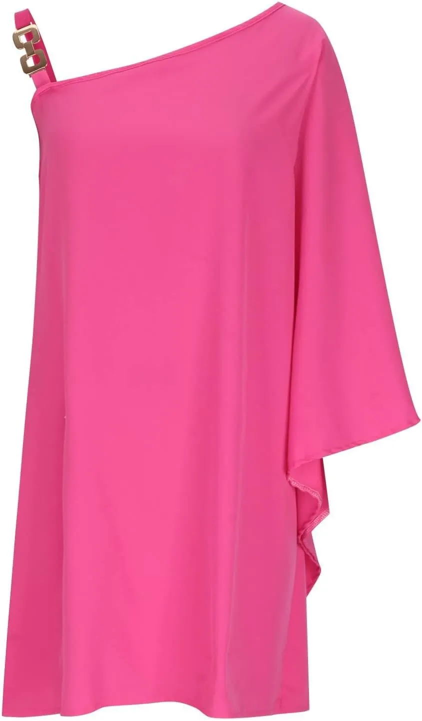 One Shoulder Dresses for Women,2024 Summer Trendy Batwing Sleeve Party Dress,Vintage Graphic Flowy Wedding Guest Dress