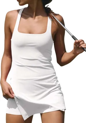 OPCAKM Women's Tennis Dress with Bulit in Bra Athletic Active Workout Shorts Dress Golf Outfits