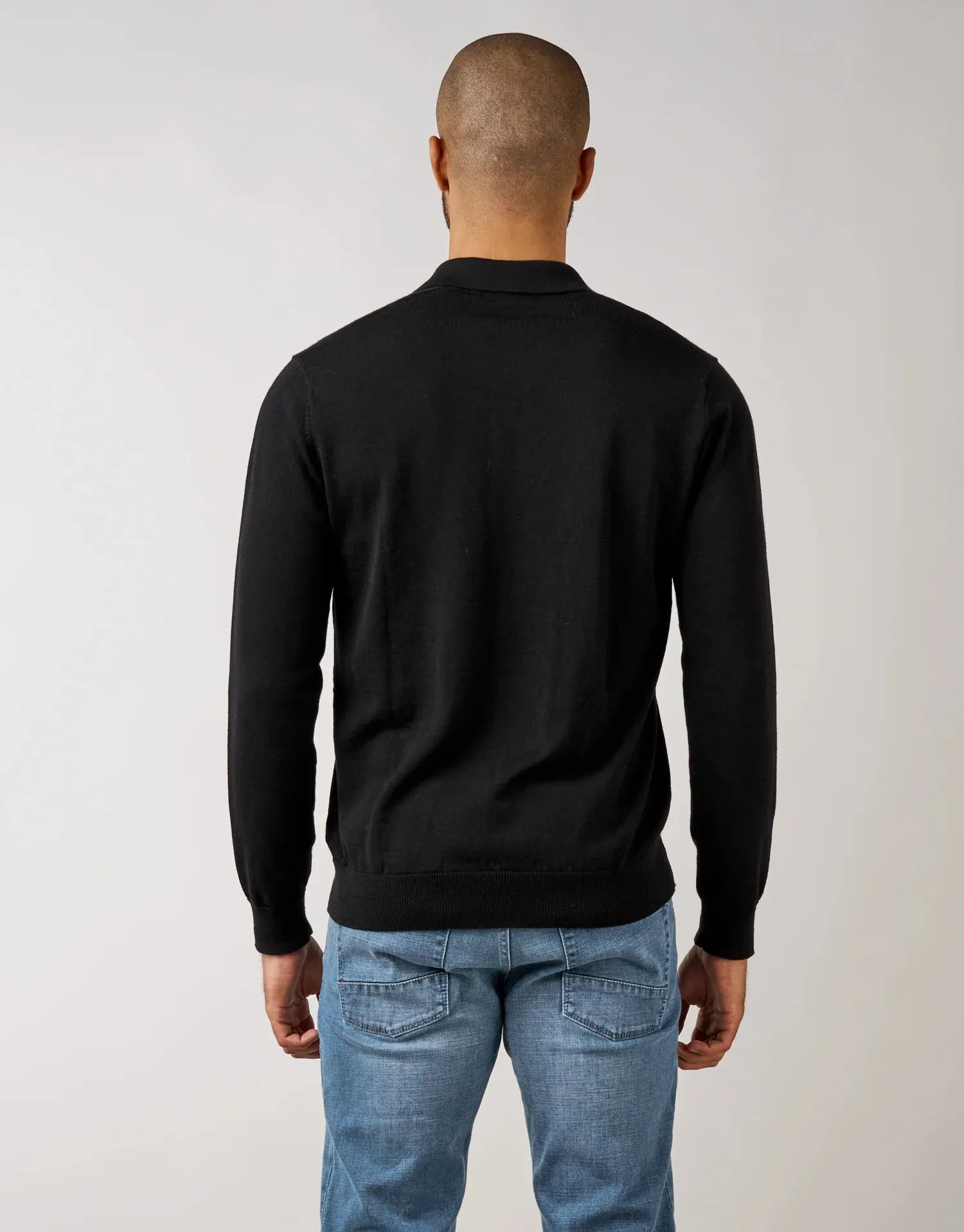 Owaka 100% Merino Polo - Black