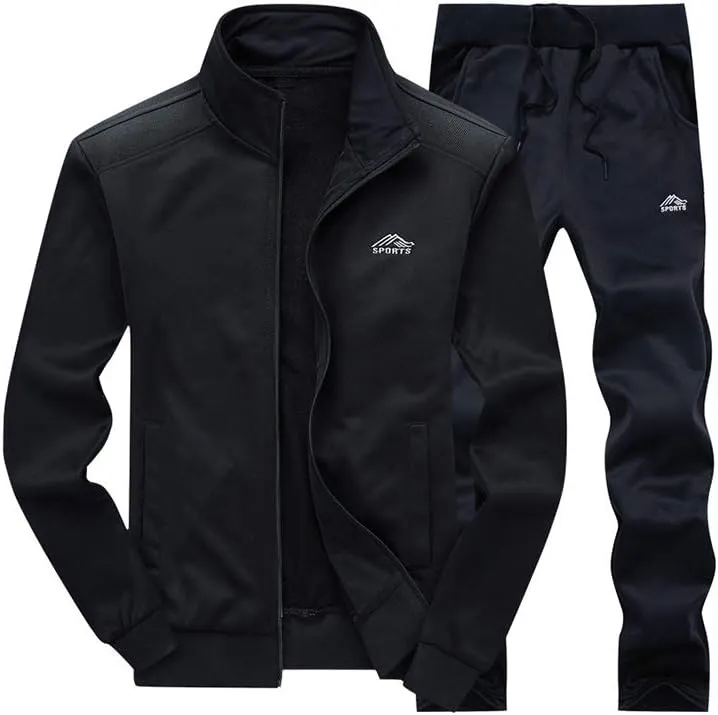 PASOK Men's Casual Tracksuit Long Sleeve Full Zip Running Jogging Sweatsuit Athletic Sports Set