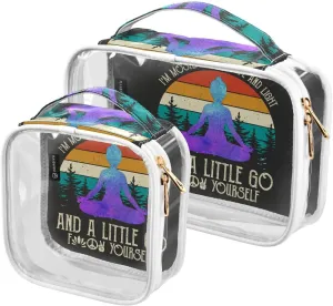 Peace-love-pattern 2 Pack Clear Toiletry Bag Women Men, Portable Waterproof Clear Pouch, Cosmetic Bag with Double Zippers Large Opening Traveling with Handle for Bathroom Traveling Vacation Organizing