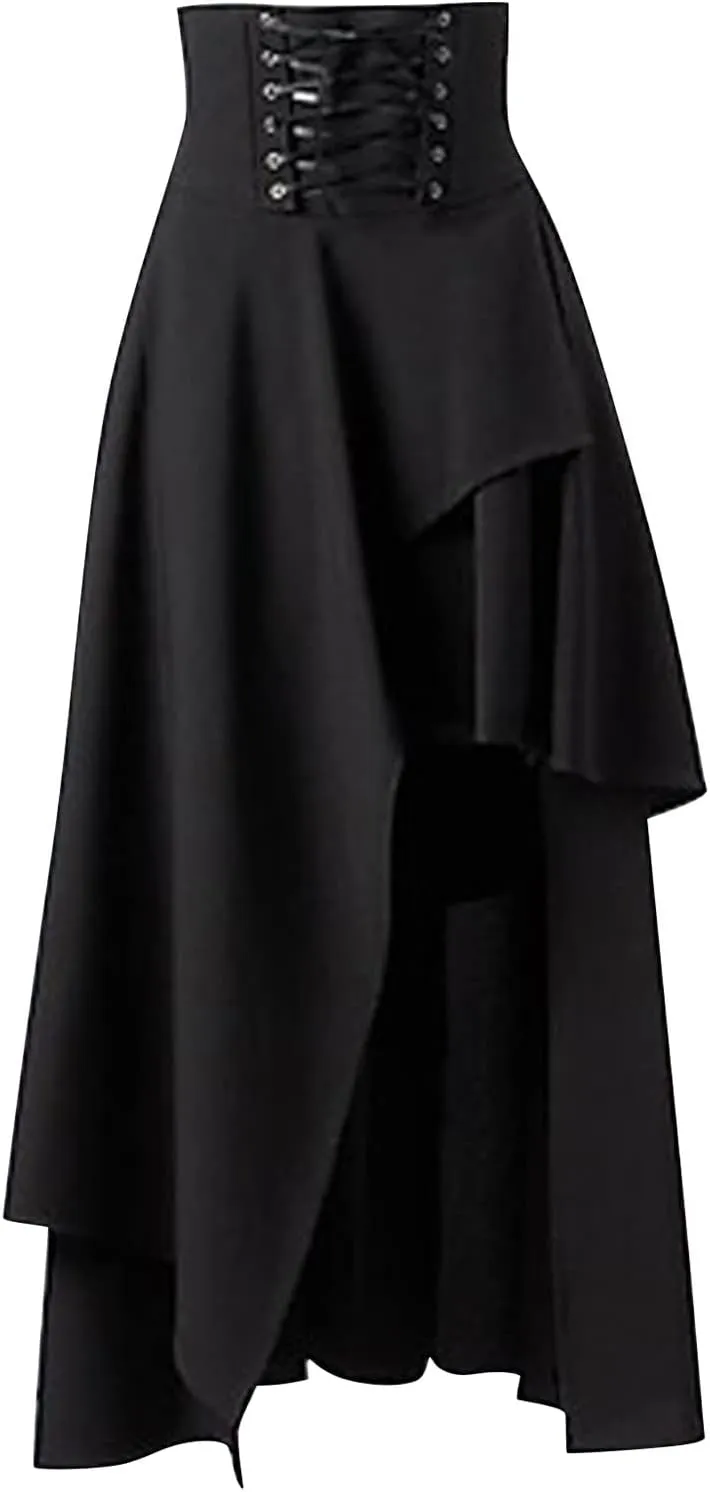 Pleated Skirts for Women, Women's Fashion High Waist Solid Color Skirt Loose Casual A-line Skirt Ankle Length Skirts
