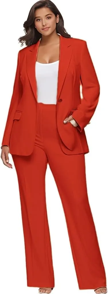 Plus Size Womens Suitng Tuxedo 2 Piece Business Set Pant Suits for Women Dressy for Wedding Guest