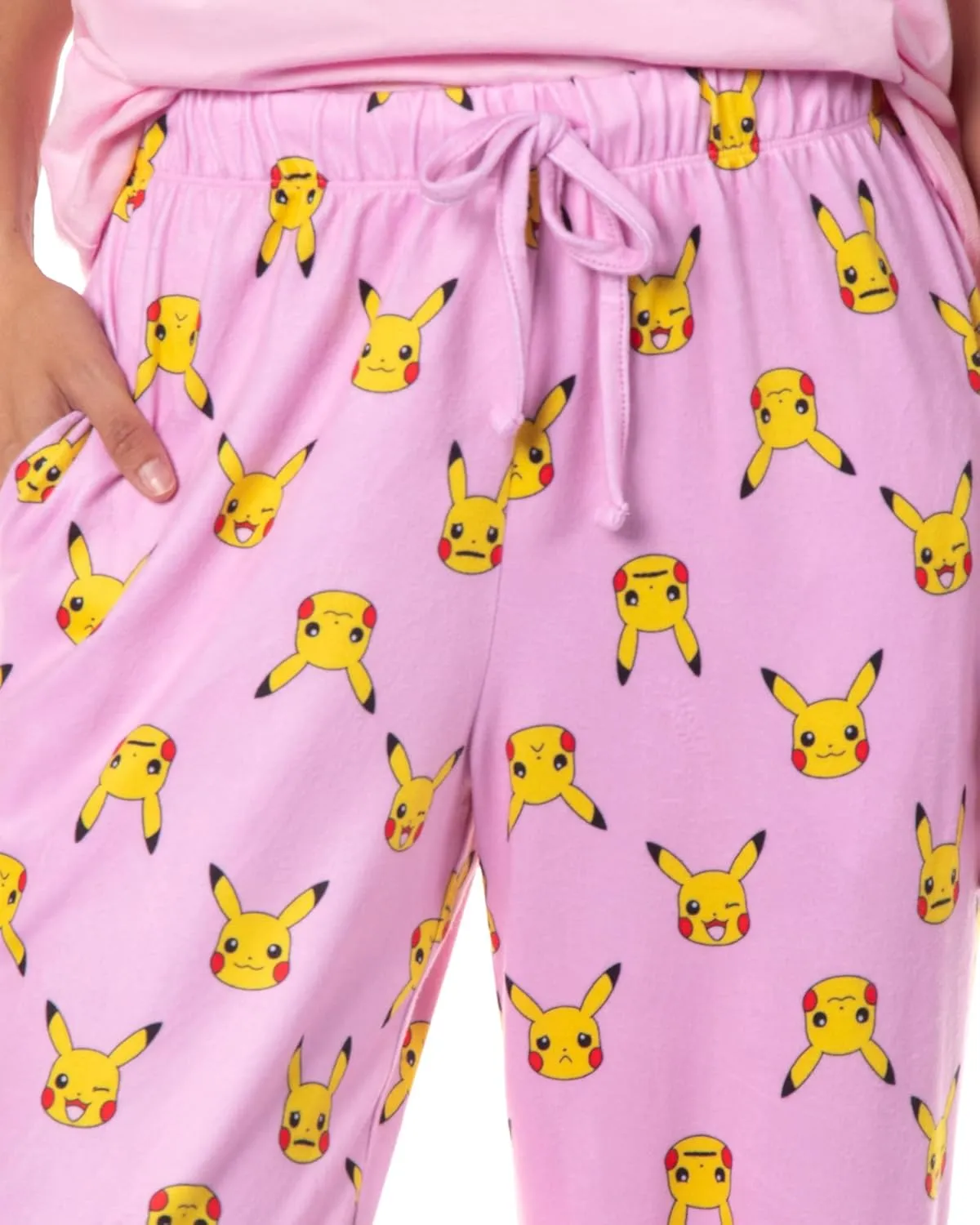 Pokemon Women's Pikachu Faces 2 Piece Shirt and Pants Adult Pajama Lounge Set