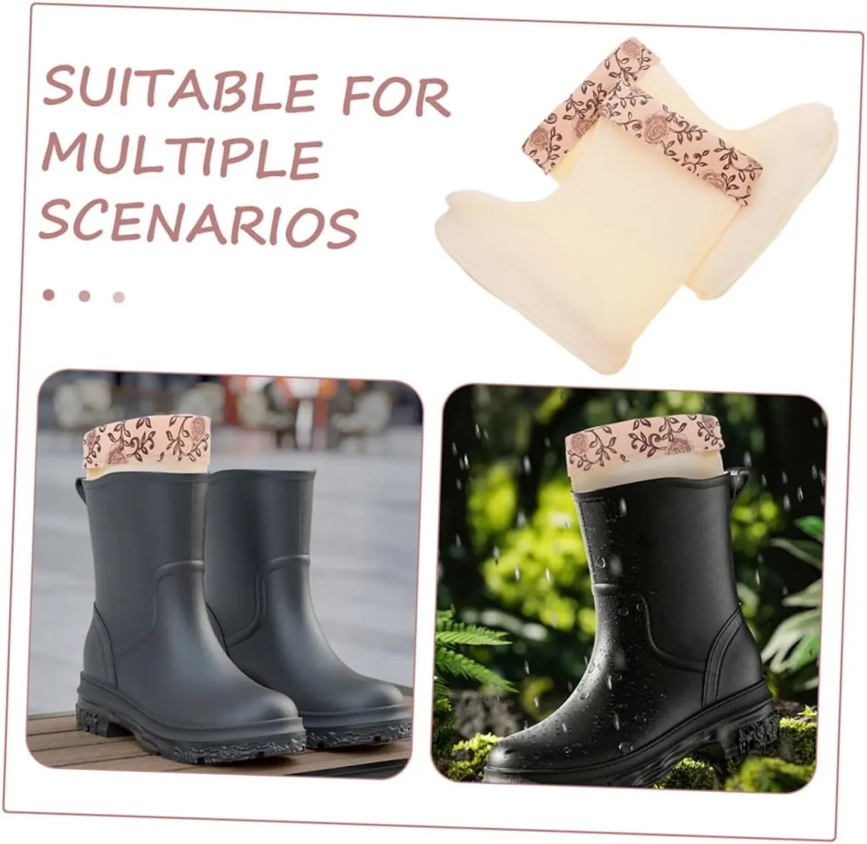 POPETPOP Clogs Liner Rain Boot Liner for Cold Weather Insulated Winter Socks for Women