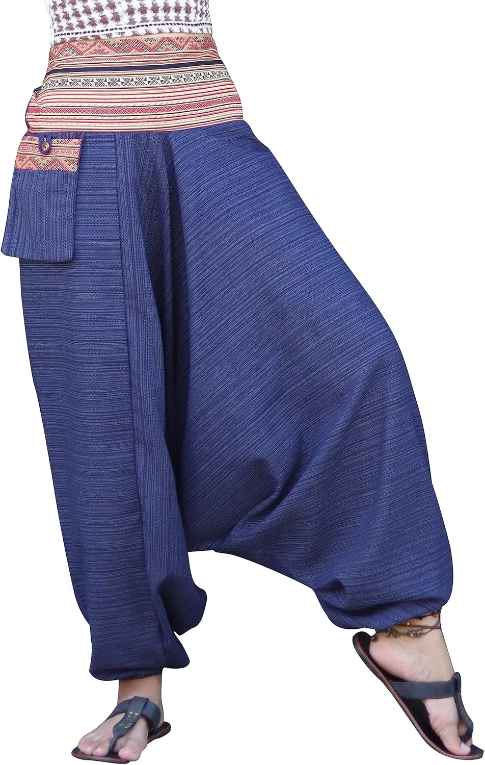 RaanPahMuang Premium Cotton Yoga Harem, Boho Pants for Women, with Side Pocket, Hippy Baggy Tribe Pants