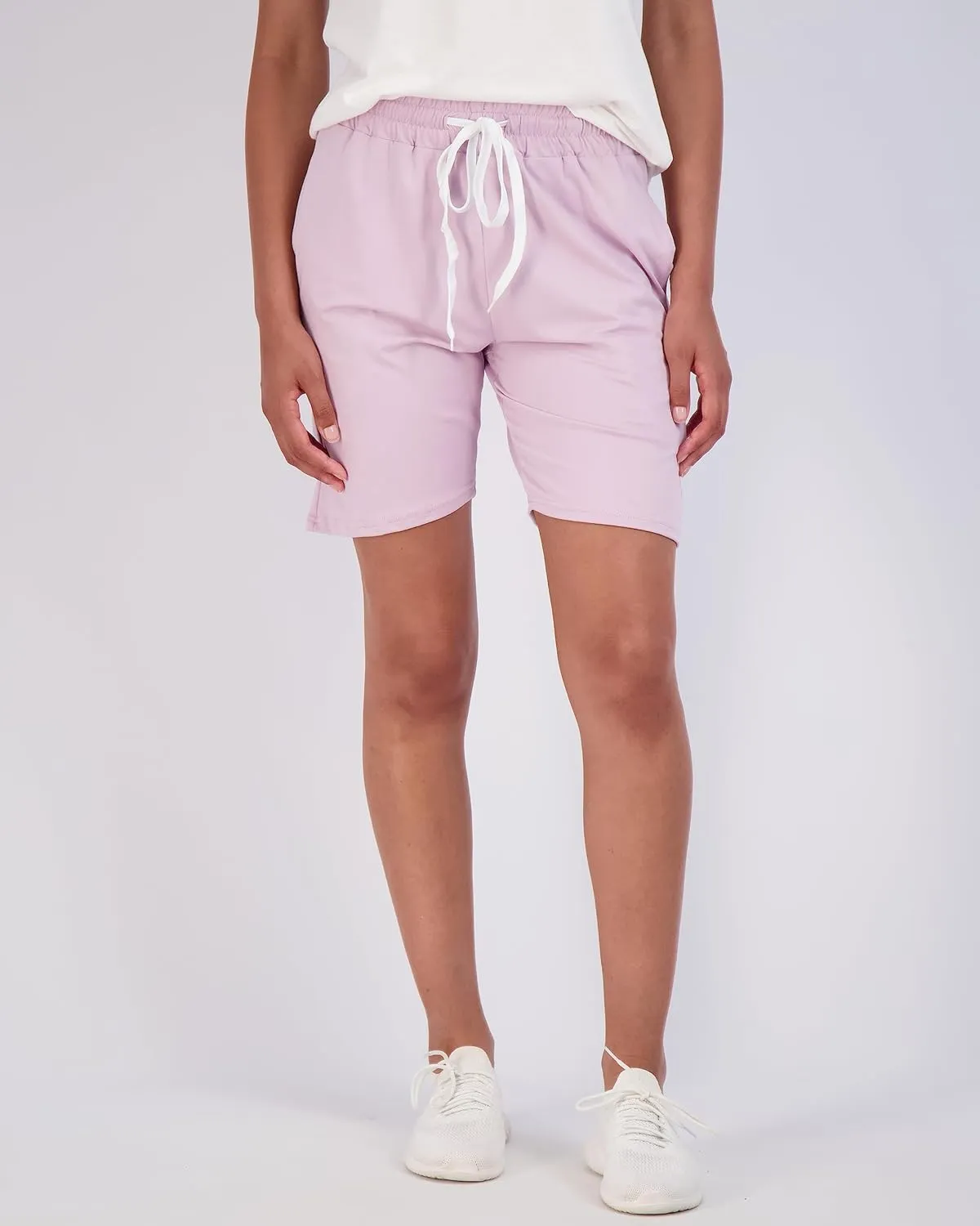 Real Essentials 4 Pack: Women's 7" Bermuda Long Casual Yoga Super-Soft Loose Comfy Shorts with Pockets (Available in Plus)