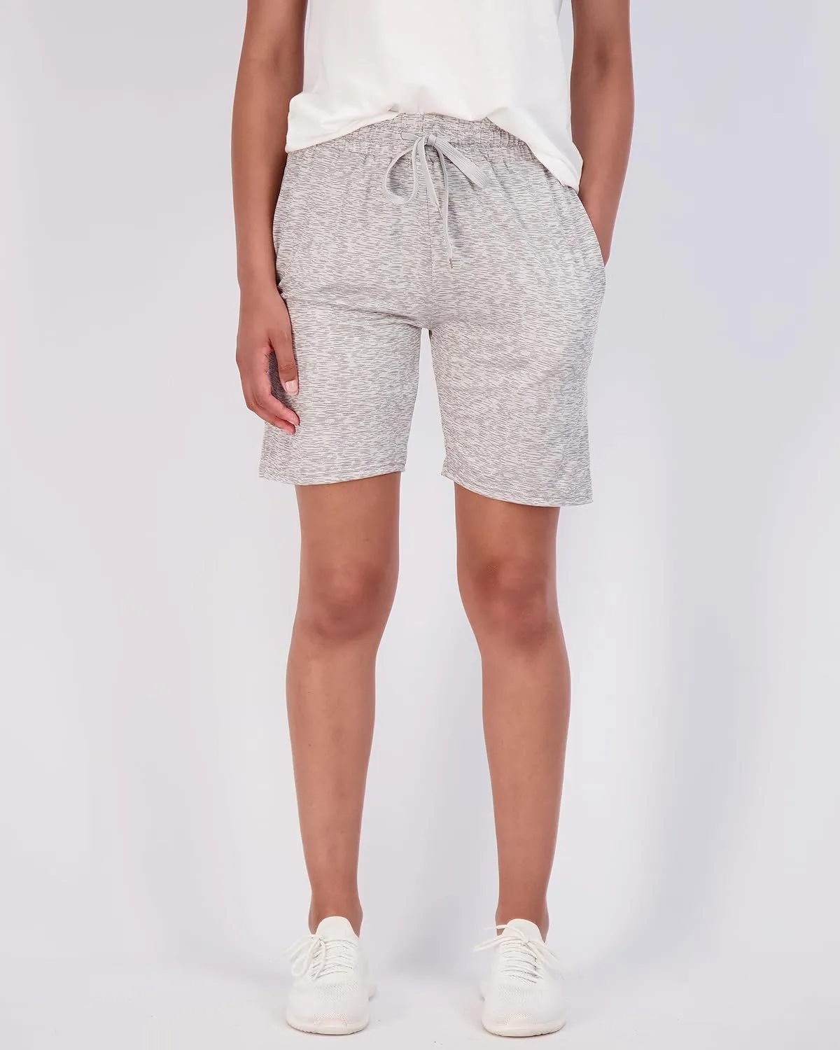Real Essentials 4 Pack: Women's 7" Bermuda Long Casual Yoga Super-Soft Loose Comfy Shorts with Pockets (Available in Plus)