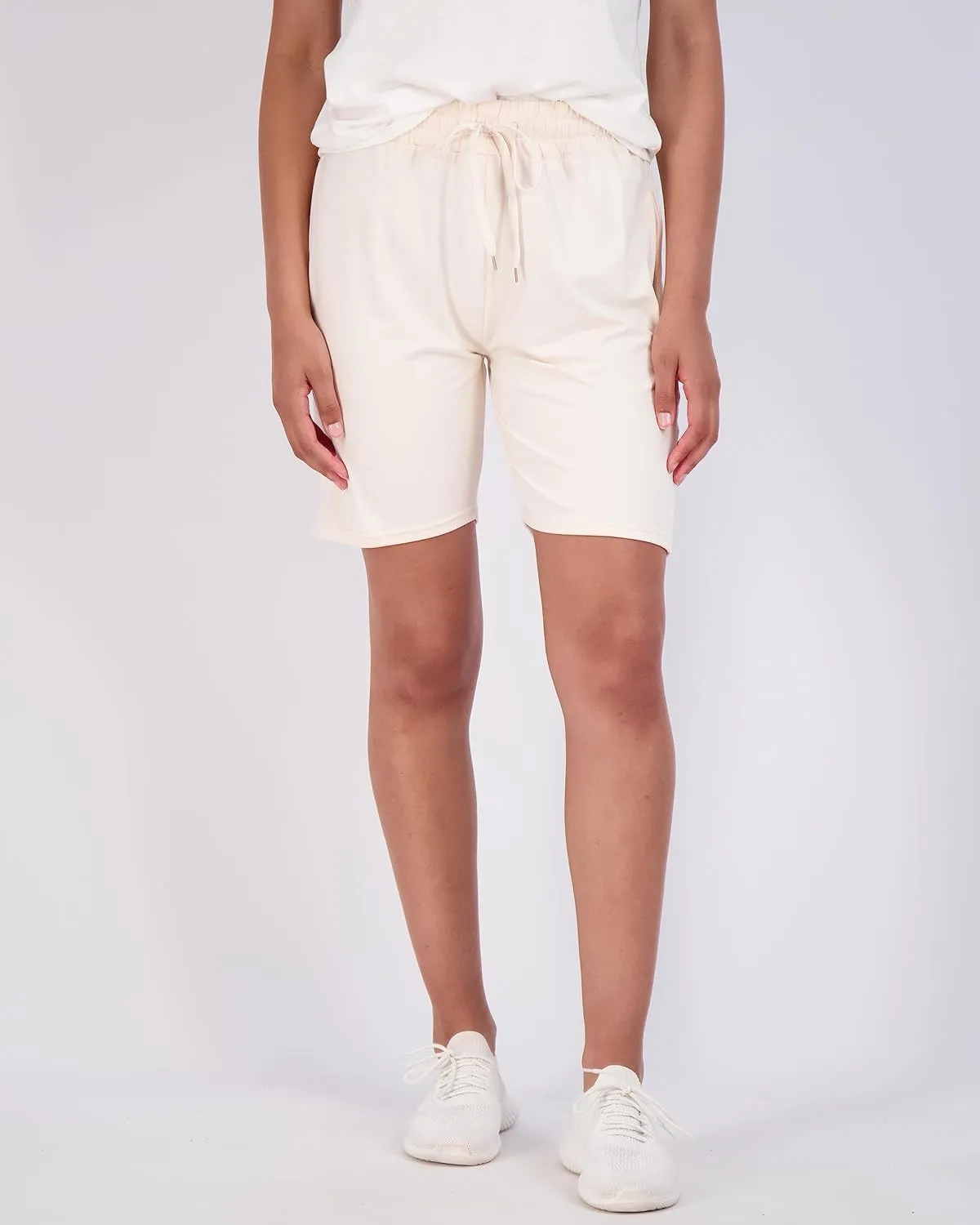 Real Essentials 4 Pack: Women's 7" Bermuda Long Casual Yoga Super-Soft Loose Comfy Shorts with Pockets (Available in Plus)