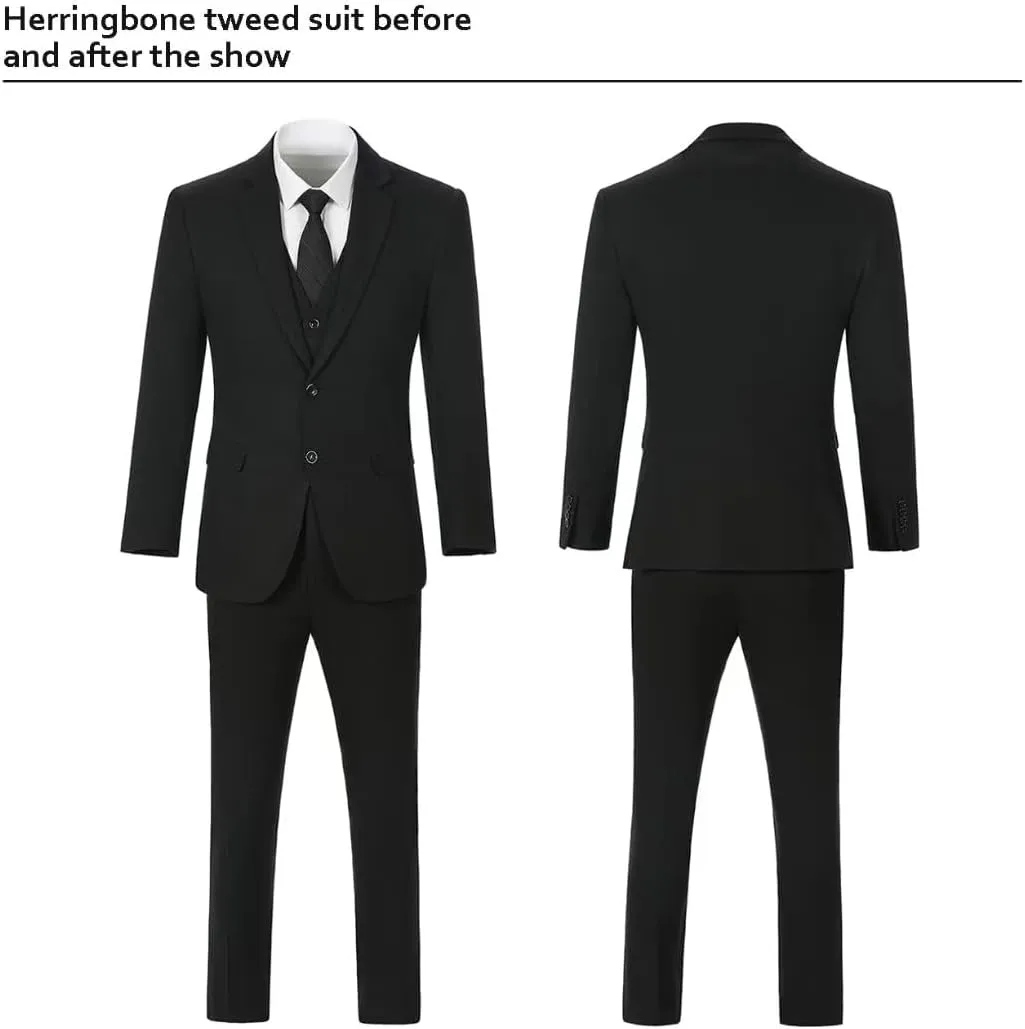 Retro Boys Slim Suits Tweed Herringbone Suit 3 Piece Formal Kids Wedding Ring Bearer Outfits Tuxedos Jacket Vest Pants